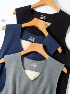 Dày Dặn Nhung Giả Hai Mặt Ấm Áp  Áo Hai Dây Nam Mùa Đông Quần Áo Mềm Mại Dệt Kim Chắp Vá Máy Cạo Râu Polyester  Áo Hai Dây Dành Cho Mùa Thu Mùa Đông