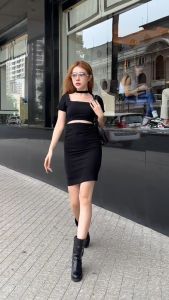 HJYN | Đầm cổ vuông khoét eo Ciara Dress chất liệu kaki mặt nhung cao cấp