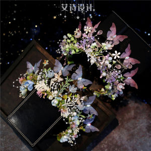 Fairy Tale Childrens Flower Crown Headwear Colorful Forest System Girl Show Butterfly Host Little Girl Performance Accessory