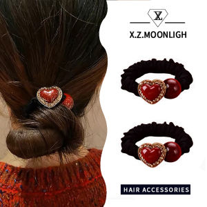 X.z. MOONLIGH Anchor ผมสีแดงยืดหยุ่นรูปหัวใจน่ารักมีสไตล์เพิ่มสีสันเพื่อสวมใส่ง่ายเหมาะสำหรับใช้ในทุกวัน