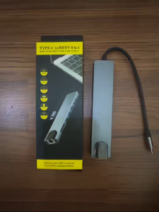 TYPE C LAN Hub 8 in 1 USB การถ่ายโอน ความเร็วสูง เครื่องอ่านการ์ดSD TF ช่องHD คอมพิวเตอร์