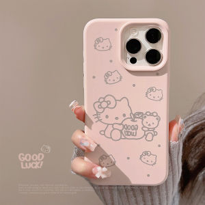Sweet Girl KT Cat Silicone Phone Case  16Promax New Model 15 Soft Protective Cover Anti-Fall High-End Sensation 14 Niche Style 13