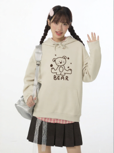 Gbiaior | American Cartoon Bear Hoodie Loose Outerwear