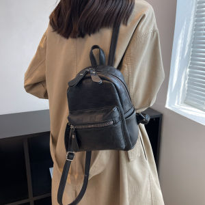 Mini Checkered Pattern Leather Shoulder Bag Fashionable Street Shopping Backpack Womens Small PU Material Korean Style Bag