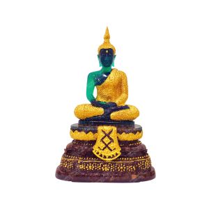 พระแก้ว มรกต ปางฤดูฝน หน้าตัก 4 นิ้ว สูง 10.5นิ้ว ฐานเนื้อมวลสารแร่เหล็กน้ำพี้ จากบ่อเหล็กน้ำพี้ จังหวัดอุตรดิตถ์