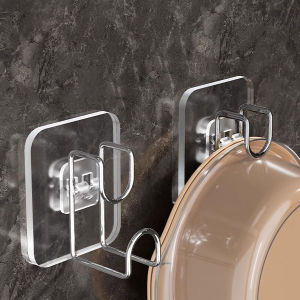 Basin Hook Bathroom Basin Holder Wall-Mounted Basin Storage Hook Bathroom Kitchen Adhesive Hook Basin Storage Rack