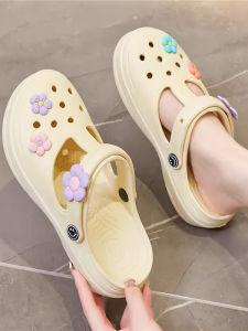 รองเท้าแตะ EVA แบบสวมสำหรับผู้หญิง รองเท้าแตะพื้นฟองชายหาด ทรงหัวมน รองเท้าแตะแบบสวมส้นเตี้ย พื้นยาง กันลื่น