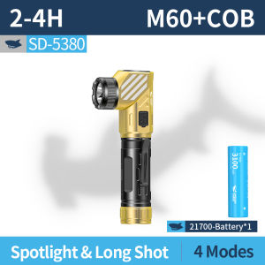 Mỉm cười cá mập sd5380 Đèn Pin LED COB đèn làm việc cảm ứng từ 90 ° xoay ánh sáng 4 chế độ Loại-C Đèn pin sạc được ánh sáng không thấm nước làm việc ngoài trời chiếu sáng