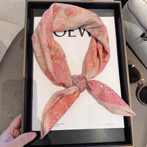 Hot Rainforest Silk Scarf Womens 70 Cotton Linen Versatile Spring Autumn Neck Protection Floral Print Large Square Fashionable