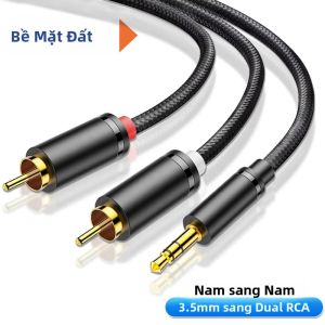 Cáp Âm Thanh Chia Tín Hiệu 3.5mm Jack Sang 2 RCA Male Dây Aux Cho TV PC Amply DVD Loa Đầu Nối Âm Thanh Dual RCA