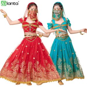 LOlanta ชุดฮาโลวีนสำหรับเด็กผู้หญิงชุดเต้นระบำหน้าท้องชุดเชียร์ลีดเดอร์โอเรียนเต็ลโคมไฟอลาดินแบบยุโรปอเมริกาชุดคอสเพลย์เจ้าหญิง