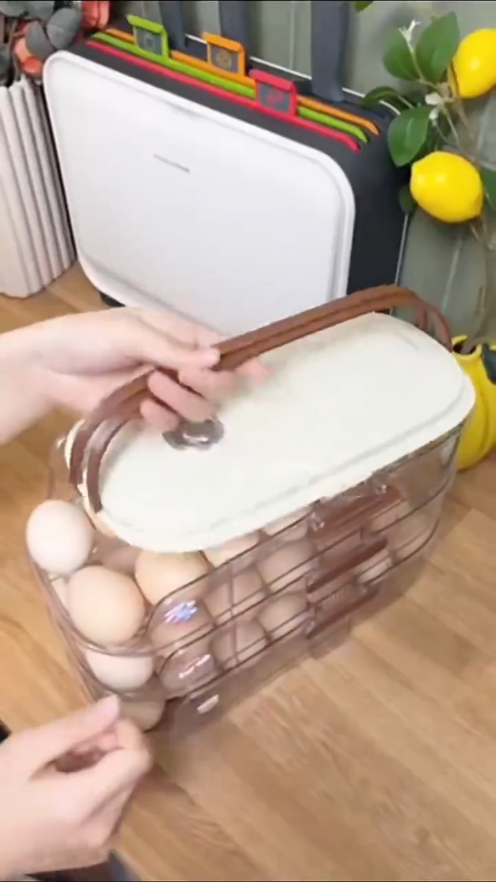 LuckyMallชั้นวางไข่ม้วนอัตโนมัติสำหรับตู้เย็น กล่องเก็บไข่แบบอเนกประสงค์ เครื่องจ่ายไข่แบบซ้อนได้ ประหยัดพื้นที่ มีตัวเลือก 1/2/3 ชั้น