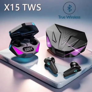 X15 Pro TWS Gaming Earbuds - Bluetooth 5.4 with 40ms Ultra-Low Latency 9D Stereo Sound for PUBG/Mobile Legends 30H Playtime IPX7 Waterproof