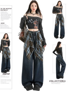 MZVZ | Quần Jeans Lỏng Có Dây Kéo Sau Và Có Thể Tháo Dời