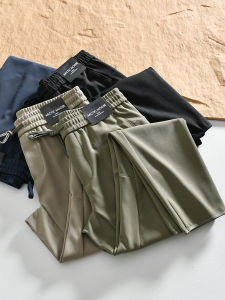 Mens Sporty Casual Pants Breathable Quick Dry Moisture Absorbent Elastic Straight Leg Long Pants Fashionable Urban Style