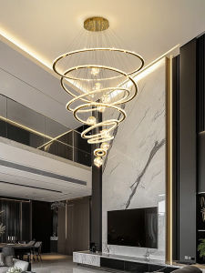 โคมไฟคริสตัลห้อยสไตล์โมเดิร์นสำหรับห้องโถงสไตล์โลฟท์ ไฟ LED ความสว่างปรับได้ ปุ่มควบคุมไฟฟ้าแบบไร้สาย