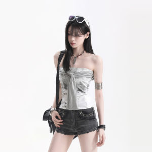 zuocisankon | Design Sensibility Striped Strap Print Tube Top Tee Slim Fit