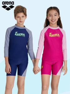 Arena Childrens Long Sleeve Swimwear Set Print Sun Protection Male Female Separate Swimming Suits Flat Angle Swimsuit
