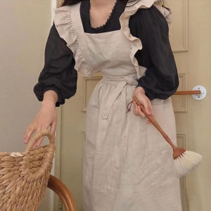 Pure Cotton Lace Apron Custom Logo Japanese Style Mori Style Floral Manicure Kitchen For Home K-style Retro Overalls for Women