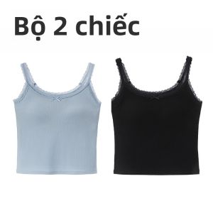 MiiOW | Áo ba lỗ không tay Pure Desire Lace Trim Cat Person dành cho nữ Áo ngực có đệm Áo khoác ngoài thường ngày mùa thu 2025