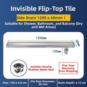 AZOS | Stainless Steel Linear Floor Drain Odor Prevention
