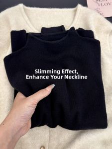 Elegant Slimming Black Turtleneck Sweater Top