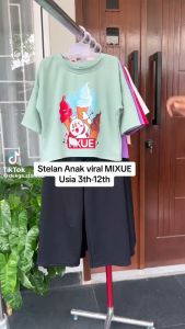 Setelan Mixue Anak kaos crop oversize babyterry 3th - 12th