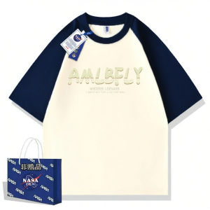 Color Block Patchwork Minimalist Printed Raglan T Shirt Cotton