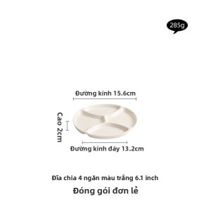 YOGEHOME | Dĩa Sứ Màu Đơn Giản Chất Lượng Khách Sạn 4 Ngăn