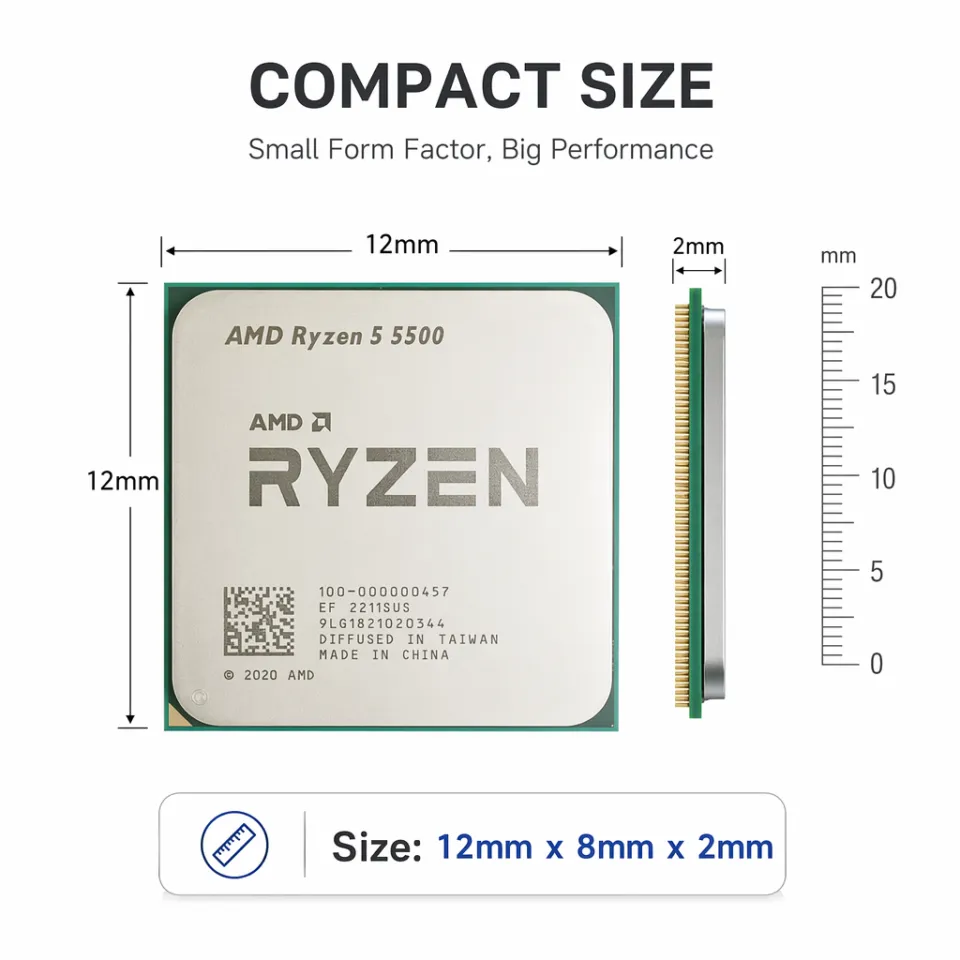 AMD | Ryzen 5 5500 R5 5500 7NM CPU 6‑Core 12‑Thread Processor 4.2