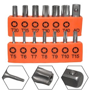 14pcs 25mm Torx Screwdriver Bits T5 to T40 for Electric Drill 1/4 Inch Hex Shank Adapter Extension Set Star Key Tool Kit