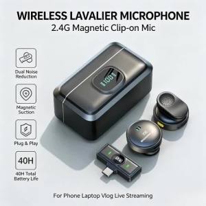 Micro Không Dây Lavalier Mini Micro Ghi Âm Cài Áo Với Hộp Sạc Khử Tiếng Ồn Dành Cho Phát Trực Tiếp Và Vlog