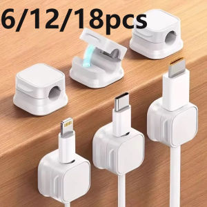 6/12/18pcs Cord Organizer Holder Magnetic Desktop Cable Clip Management Hidden Phone Charging Cord Holder For Kitchen Appliances