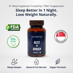 AlmightySupps Rest N Shred/Nighttime Metabolism Booster: Deep Sleep & Fat Burning (Designed in SG/#1 Sleep Supplement)