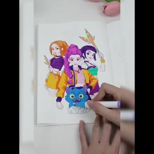 Hasbro | Brand new cute anime coloring book art book safe painting coloring book with paint suitable as a birthday gift for girlsstick