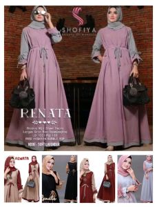 (COD)Gamis wanita muslim terbaru dan termurah//Gamis Renata motif polos jumbo//Dress wanita jumbo
