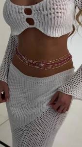 KunJoe 6 Cái/bộ Boho Nhiều Màu Sắc Hạt Gạo Dây Thắt Lưng Cho Nữ Gợi Cảm Đa Lớp Mỏng Dây Bụng Dây Mùa Hè Đi Biển Cơ Thể Trang Sức