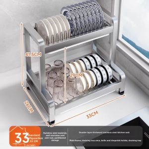 JUMEISHI | Thickened Stainless Steel Dish Drying Rack Cutlery and Chopping Board Organizer