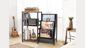 Wooden Storage Rack 3 Layer Display Rack File Organizer Shelf Bookcase Vinyl Album Record Display Stand Rack for Home Office Music Room Space Saver