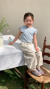 กางเกงเด็กผู้หญิง กางเกงกีฬากันยุงสไตล์เกาหลีพิมพ์ลายฤดูร้อนใหม่