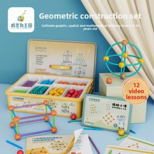 Wisdun Kingdom Geometric Constructor 3D Shape Building Blocks Childrens Gift First Grade Math Enlightenment Toys for Boys And Girls