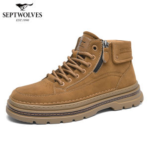 SEPTWOLVES | Stylish High Quality Summer Thick Sole High Top Mens Casual Leather Shoes