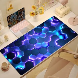 Geometric Honeycomb  Hexagon Blue Gradient Non-slip Thickened MousePad Student Gaming Cushion Large Writing Lockedge Office