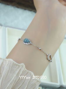 Natural Gypsum Blue Water Turquoise Gourd Bracelet S925 Silver Embedded New Chinese Design Gift for Girlfriend Fashion Jewelry