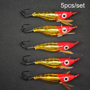 5pcs/set Horizontal Egi Set 11cm Horizontal Squid Jig Glow Sea Cuttlefish Tackle Large Octopus Fishing UV Shrimp Baits 왕눈이에기