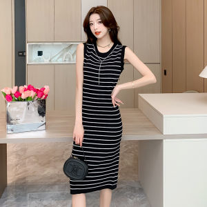Missliu Fashion Chân Váy Áo Thun 100% Không Tay Dáng Rộng Mùa Hè Đầm Dệt Kim Chính Hãng Chuỗi Tự Do Cho Nữ 2025 (Chiều Dài Trung Bình) Lụa Băng