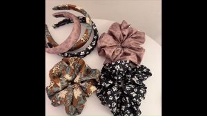 JH Ikat rambut elastis motif print bunga scrunchie hijab anti pusing kunciran rambut korea style
