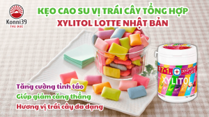 KẸO CAO SU VỊ TRÁI CÂY TỔNG HỢP XYLITOL LOTTE NHẬT BẢN (LỌ 133GR)