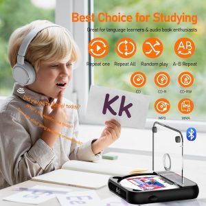 other | Portable Language Learning CD Player for Students English Listening Practice Player with A-B Repeat Bluetooth 5.3 USB Playback