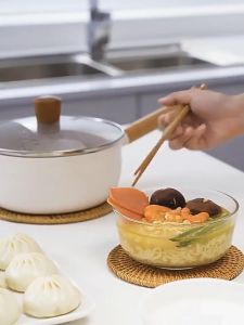 【มาถึงภายใน 2 วัน】หม้อหินไมฟาน กระทะเคลือบหินอ่อน กระทะเทฟล่อน หม้อเซรามิค ไม่ติดก้นหม้อก้นกระทะ ใช้ในครัวเรือน Non-Stick กระทะพร้อมฝาปิดทำอาหารหม้อ Pour Spout & ไม้จับหม้อก๋วยเตี๋ยว 18 ซม.สำหรับ Induction เตาแก๊สเตา